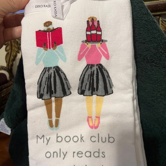Kitchen towels, (2) book club only reads wine labels - Picture 5 of 5